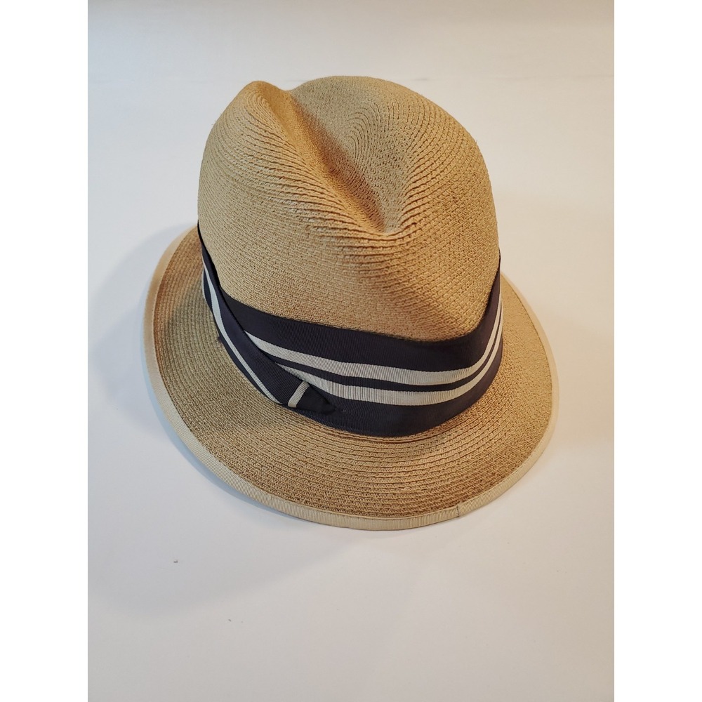 VTG 1950'S Lorrys Town & Country Men's Straw Genuine Milan Raintex Fedora Hat